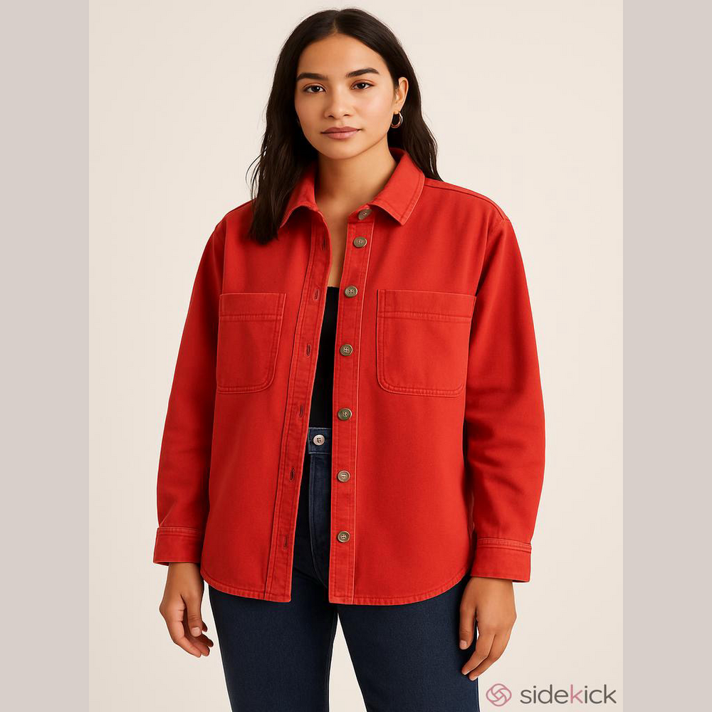 Topshop Denim Oversized Red Jean Jacket
